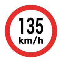 velocidad límite firmar 135 km h icono vector ilustración