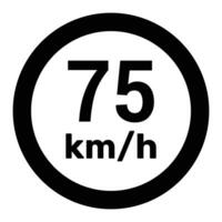 Speed limit sign 75 km h icon vector illustration