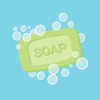 Bar of soap with foam icon in flat style. Cosmetic product for hygienic vector illustration on isolated background. Toiletries sign business concept.