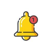 Notification bell icon in flat style. Incoming inbox message vector illustration on isolated background. Ringing bell sign business concept.