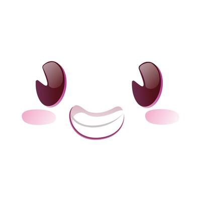 Vector hand drawn kawaii face on white background