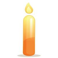Vector burning candle icon in cartoon style isolated on white background