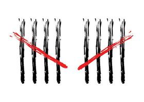 Charcoal Feather tally marks four sticks crossed vector illustration.