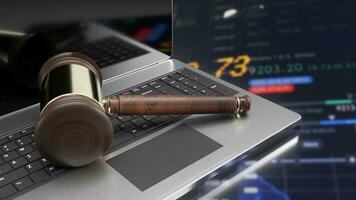 The hammer on notebook and chart Business Background  for law concept 3d rendering photo