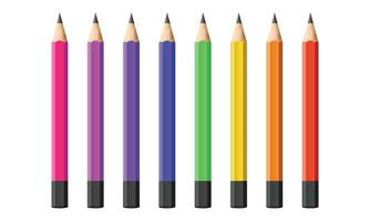 Vector pencil colorful realistic set isolated on white