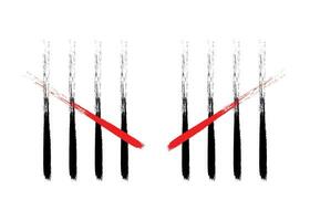 Charcoal Feather tally marks four sticks crossed vector illustration.