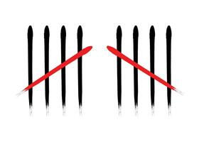 Charcoal Feather tally marks four sticks crossed vector illustration.