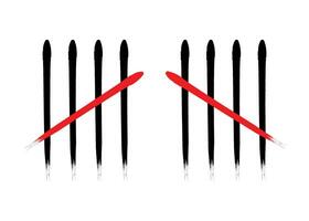 Charcoal Feather tally marks four sticks crossed vector illustration.