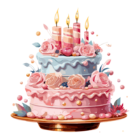 Birthday Cake with candles isolated transparent background png