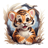 cute baby little tiger png transparent background