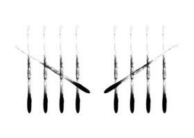 Charcoal Feather tally marks four sticks crossed vector illustration.