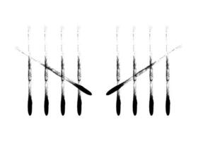 Charcoal Feather tally marks four sticks crossed vector illustration.