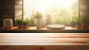 empty wooden table floor, wooden table for product, photo