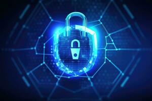 Cyber security concept with padlock on circuit board background photo