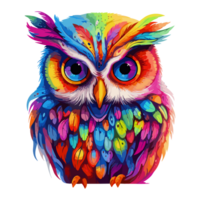 colorful portrait of owl transparent background png