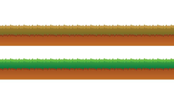 Vector set of lawn and earth edges in flat design
