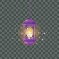 vector púrpura Clásico luminoso linternas Arábica brillante lámparas aislado colgando realista lamparas