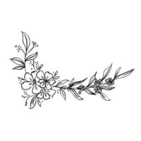 Vector hand drawn flat design simple flower outline on white