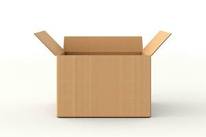 Open cardboard box mockup on a white background photo