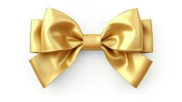 Golden bow isolated on white background photo