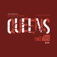queens lettering typography vector, abstract graphic, illustration, for print t shirt vector