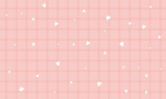 Vector cute red gingham plaid checkered pattern with heart and star background wallpaper