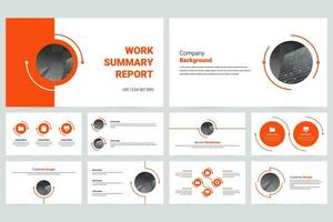 Red modern business work report slide presentation template vector