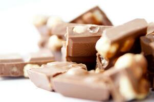 a bar of dark chocolate is shown on a white background photo