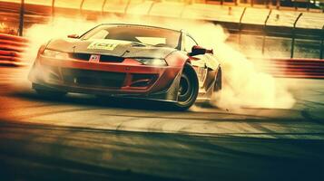 sport car on the race track, extreme car race concept photo