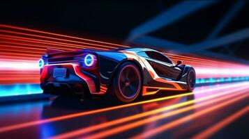 sport car on the road with speed motion blur background photo