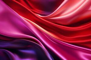 abstract background of red and blue satin fabric with some folds photo