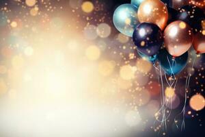 Colorful balloons with bokeh background, birthday celebration background photo