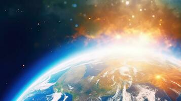 Sunrise over the planet Earth photo