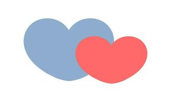 two hearts in blue and pink vector