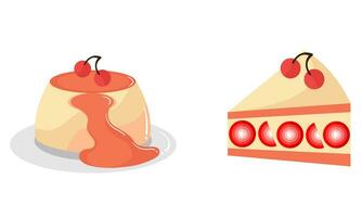 cherry fruit cake and pudding illustration vector