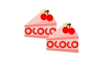 illustration of a piece of cherry cake2 vector