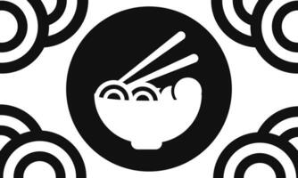 illustration of noodles and meatballs with black and white theme vector