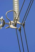 a close up of a power line with wires attached photo