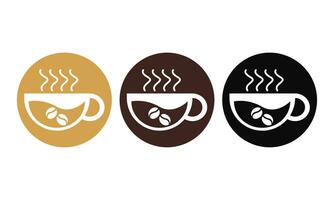 una colección de símbolos de café caliente con diferentes colores vector