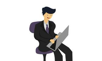 illustration of a man working at a computer2 vector