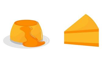 illustration of cake and pudding with orange flavor vector