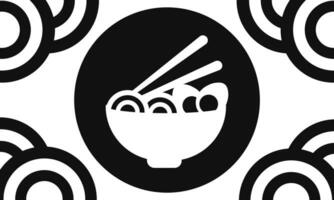 illustration of noodles and eggs with black and white theme vector