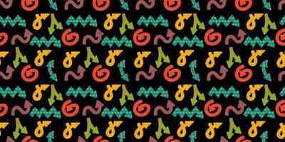 Colorful playful arrows in trendy style with vector texture. Direction indicators seamless pattern.