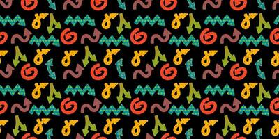 Colorful playful arrows in trendy style with vector texture. Direction indicators seamless pattern.