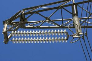 a close up of a power line with wires attached photo