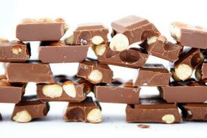 a bar of dark chocolate is shown on a white background photo