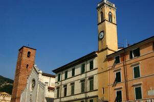 Details of the church and bell tower of Pietrasanta Lucca photo