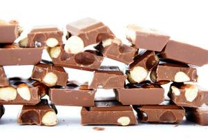 a bar of dark chocolate is shown on a white background photo