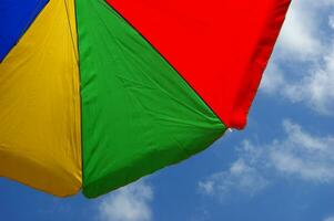 a close up of a colorful umbrella photo