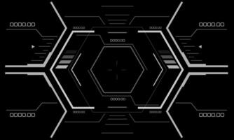 HUD sci-fi interface screen view white geometric on black design virtual reality futuristic technology creative display vector